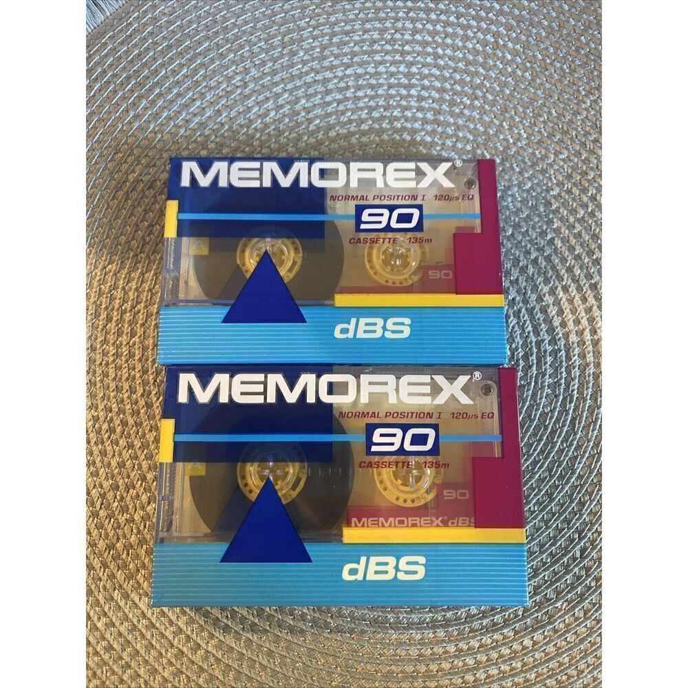 Vintage Lot of 2 MEMOREX dBS 90 Blank Cassette Tapes NEW SEALED 1990s